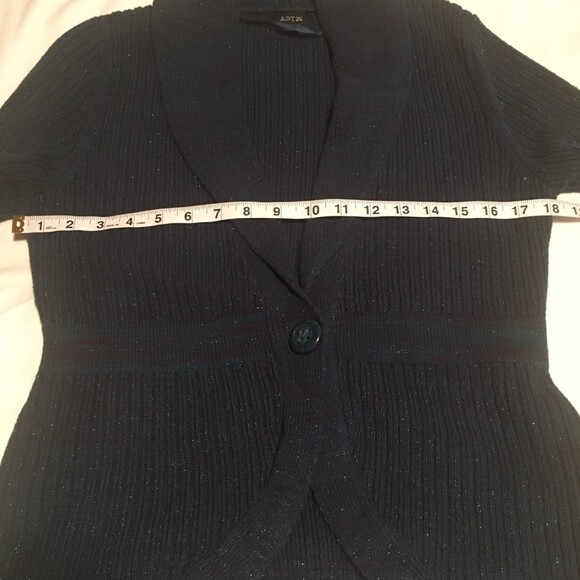 ✨️3 For $20✨️ cardigan M Sparkly green purple-brown shawl collar Preppy Retro - Picture 6 of 8